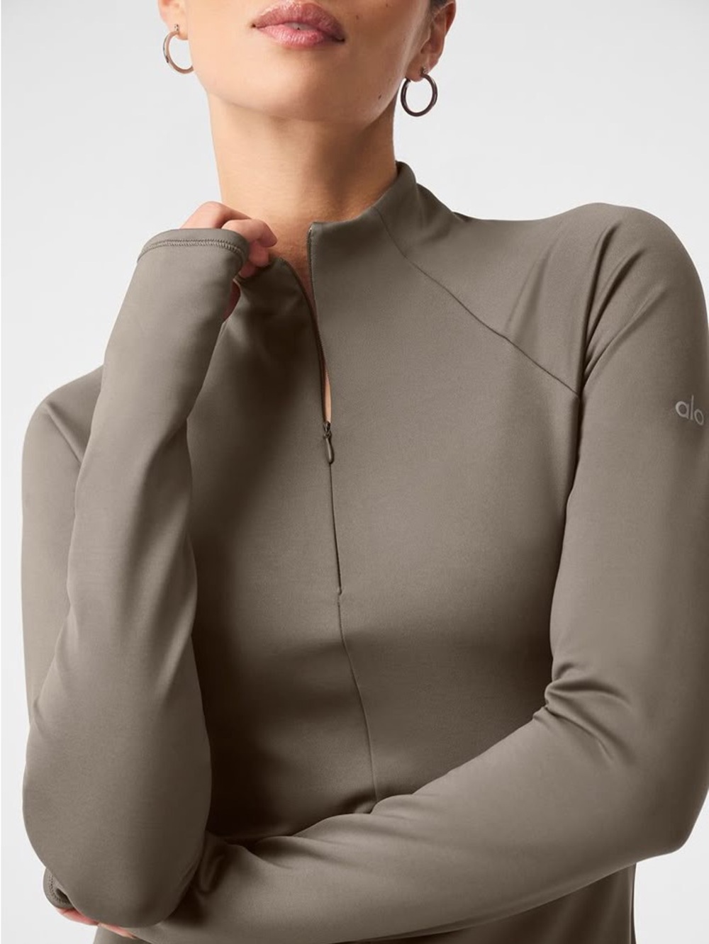 Alo Yoga Airlift Winter Warm 1/4 Zip Long Sleeve in Olive Tree